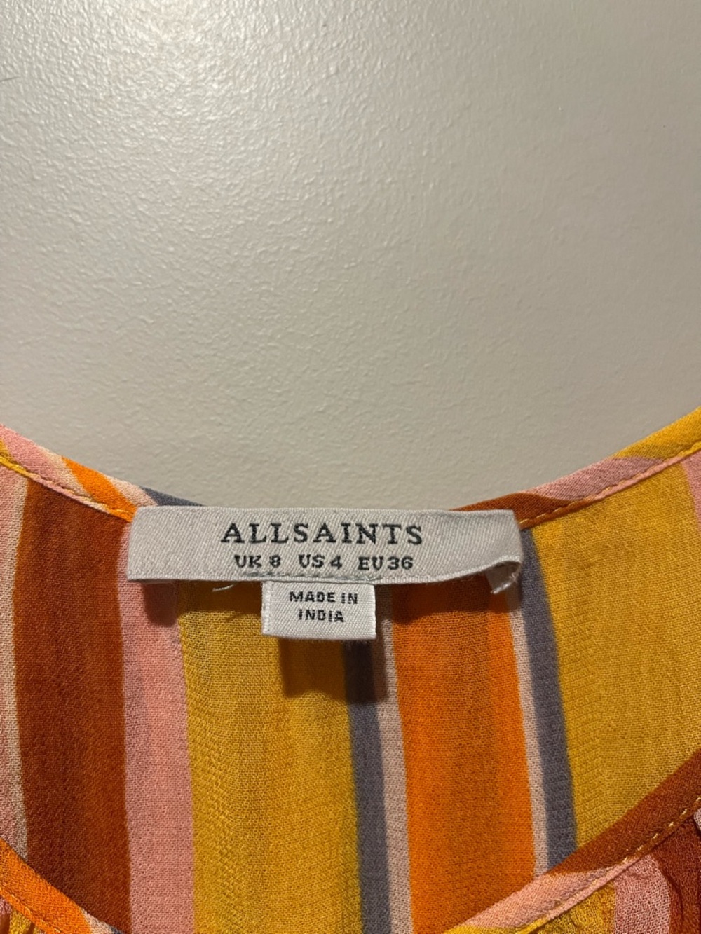 Allsaints Paola Striped Yellow Multi-Color Maxi Sundress - Picture 3 of 4